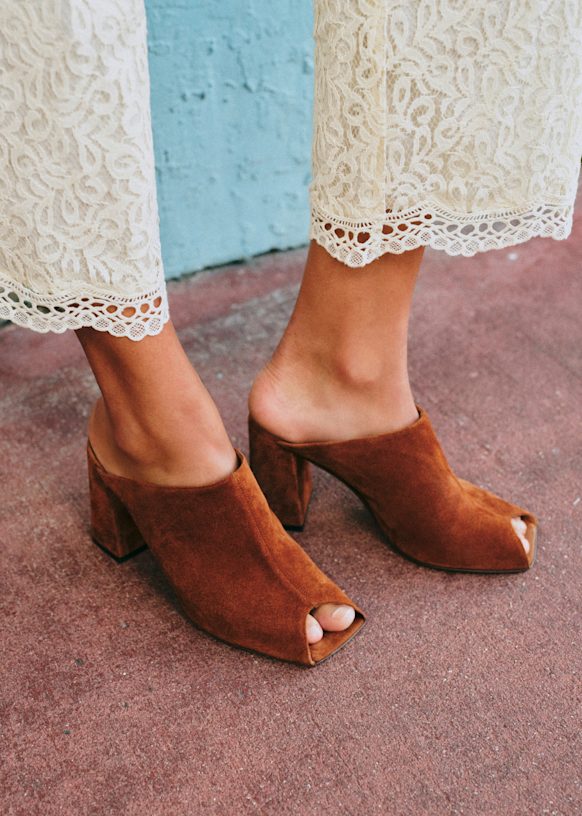 Bruna Mules - Hazelnut - Split cowhide leather - Octobre Éditions