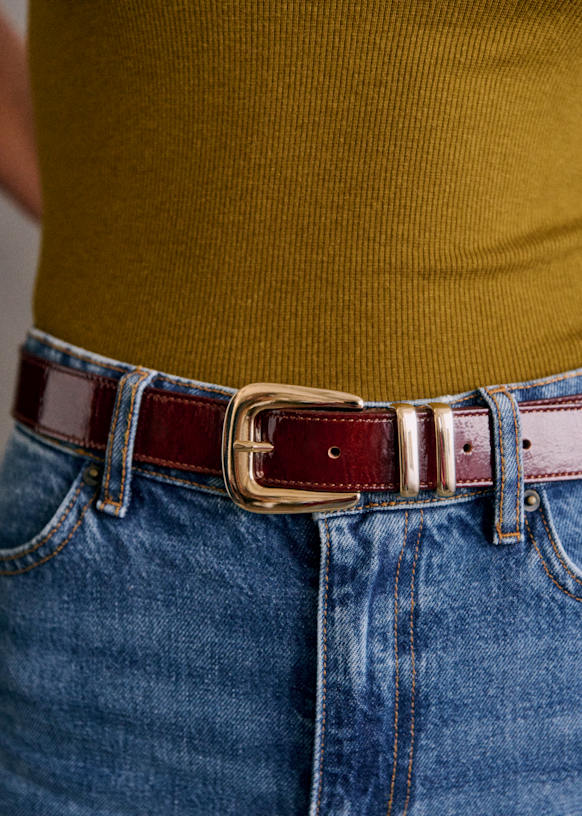 Oria Belt - Patent Mahogany - Bovine leather - Sézane