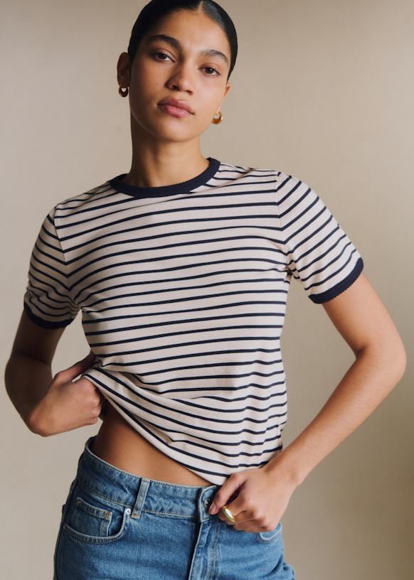 Nolan T-Shirt - Cream/ Navy - Organic cotton - organic textile