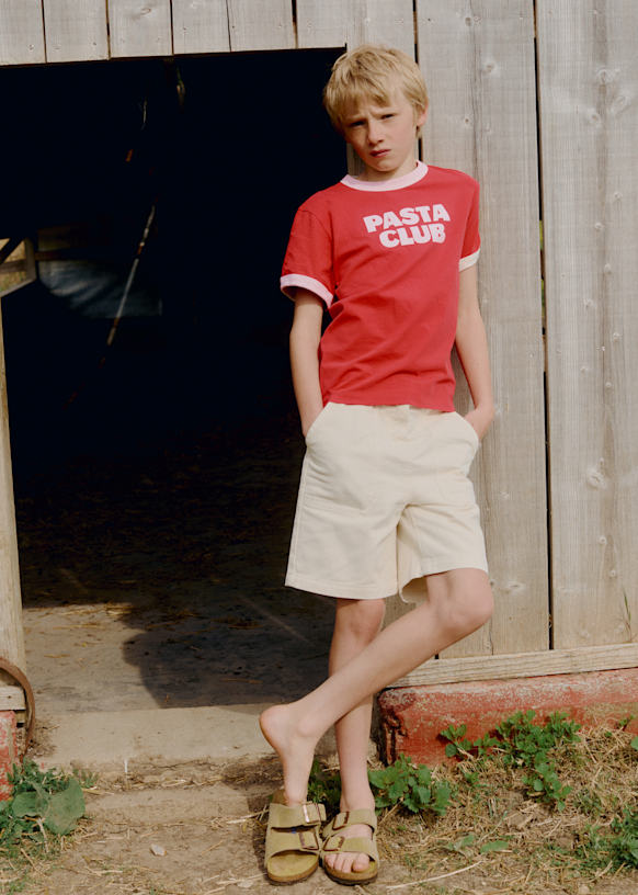 Pasta Club T-Shirt - Red/Ecru - Organic cotton - organic textile