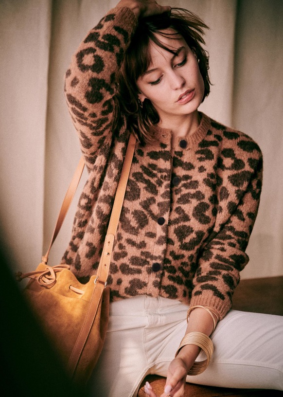 Gilet Gustave - Camel / Moka - Laine Mélangée - Sézane