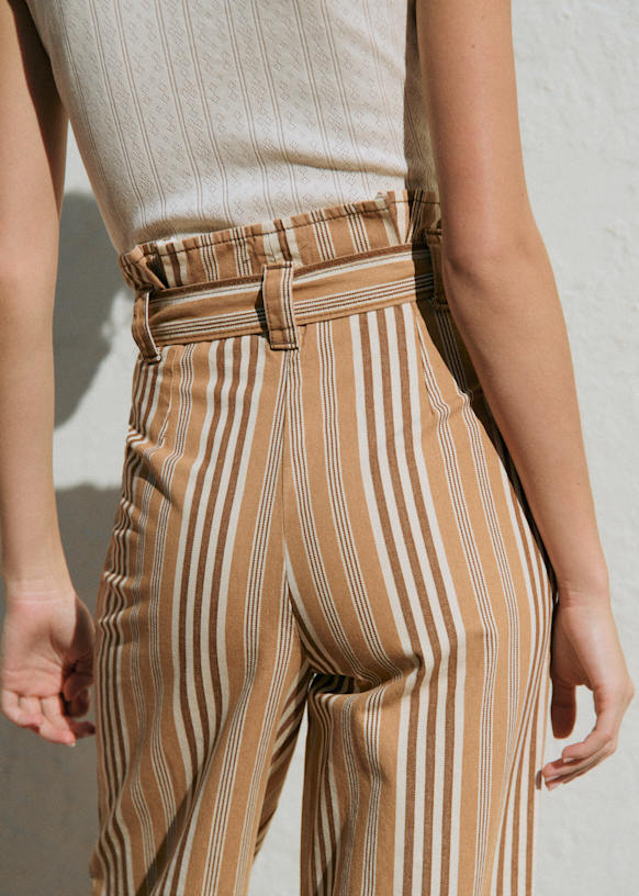 Marty Trousers - Ochre Stripes - Organic cotton - organic textile