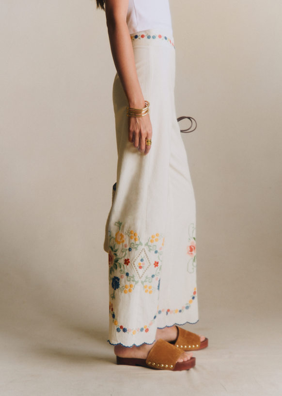 Fausto Trousers - Ecru Lace - Organic Cotton - Sézane