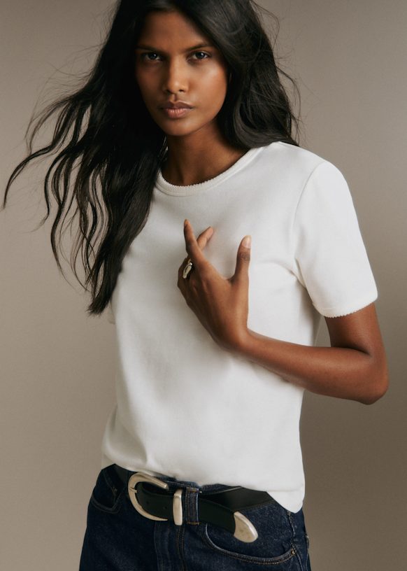 Nolan T-Shirt - Sky Blue Heart Embroidery - Organic cotton