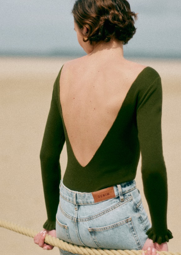 Joanie Bodysuit - Vintage Blue - Merino Wool - Sézane display picture 2