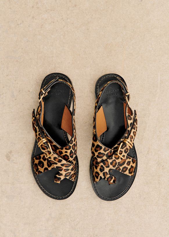 全商品オープニング価格！ - Sandals Low Judith Leopard leather cowhide effect Pony - 靴