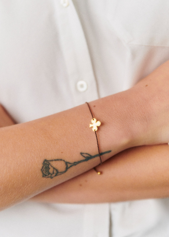 オンラインショップ Bracelet Lulu - Sézane - brass recycled Majority - Clover Green アクセサリー