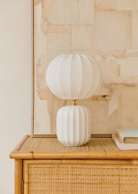 Small Traviata Table Lamp - Ecru - Sonate Lamp Shade - Ecru