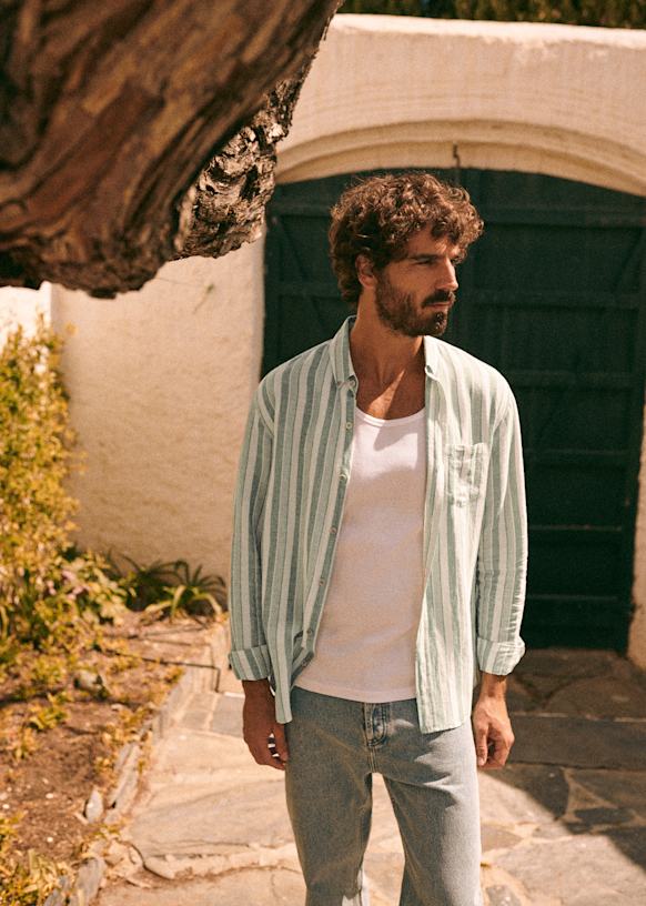 Cotton Linen Charlie Shirt - Beige - Cotton - Sézane