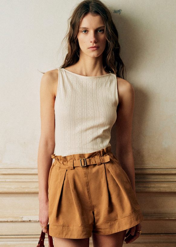 Top Fanny - Pointelle Crème - Coton biologique - textile biologique - Sézane