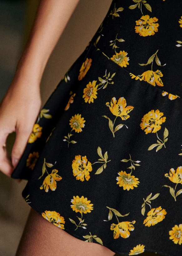 Nour Skirt - Yellow Flowers - Viscose - Sézane