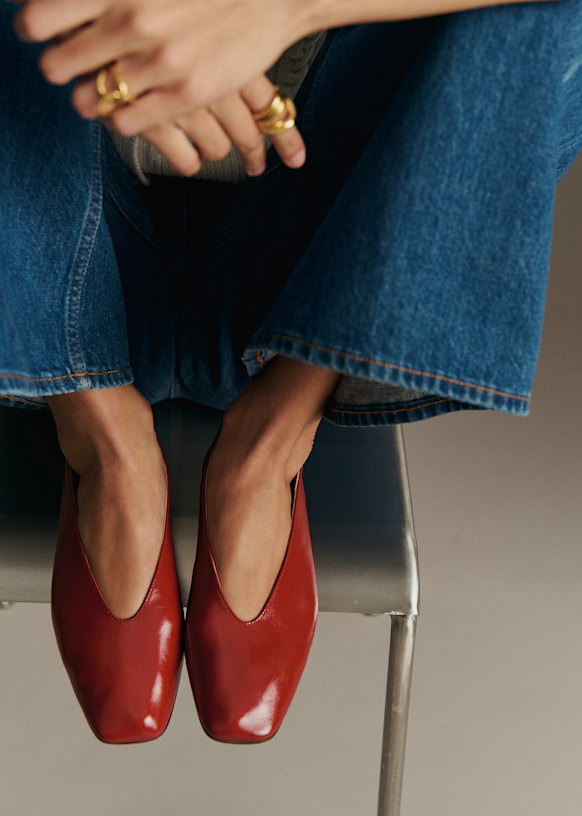 Low Rosalie Ballerinas - Vintage Red - Bovine leather - Sézane