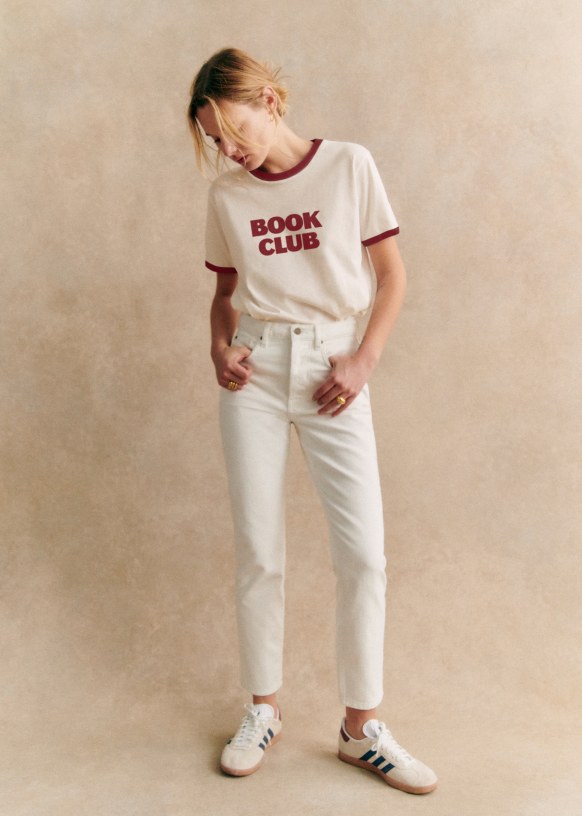 Book Club T Shirt Solidarity Creation Twine Burgundy Organic cotton organic textile Sezane