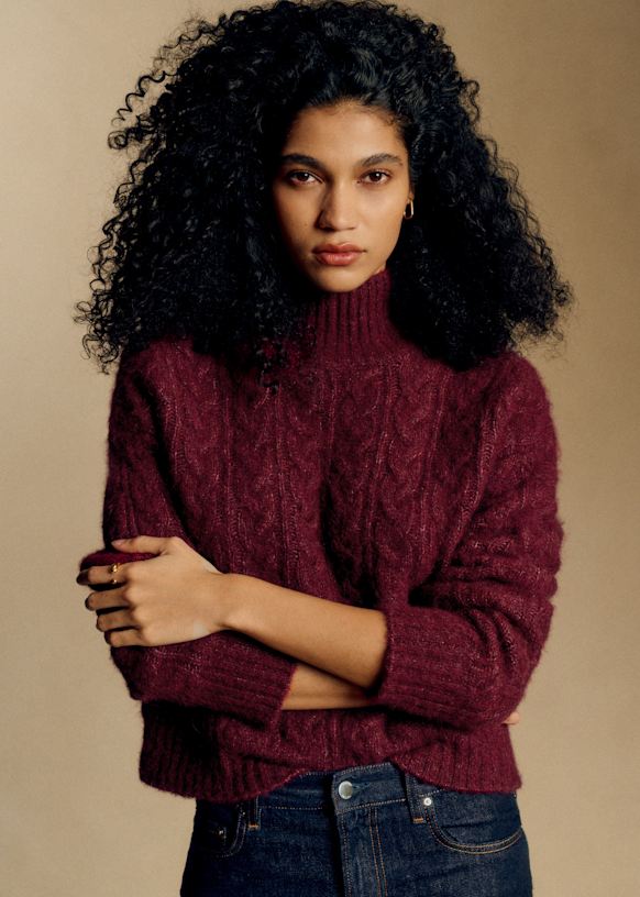 SEZANEセザンヌ アルパカ ケーブルタートルネックニット ivory 美品