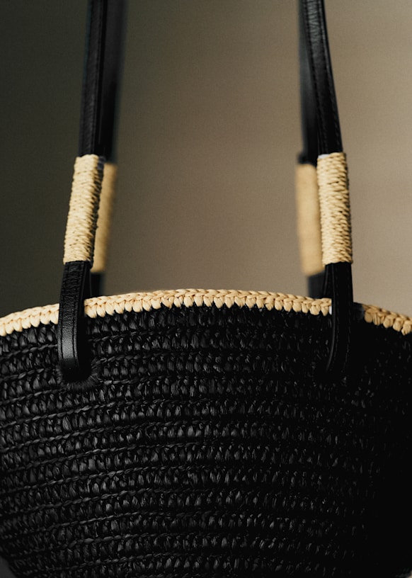 Mini Maia Basket - Black Raffia - Raffia - Sézane
