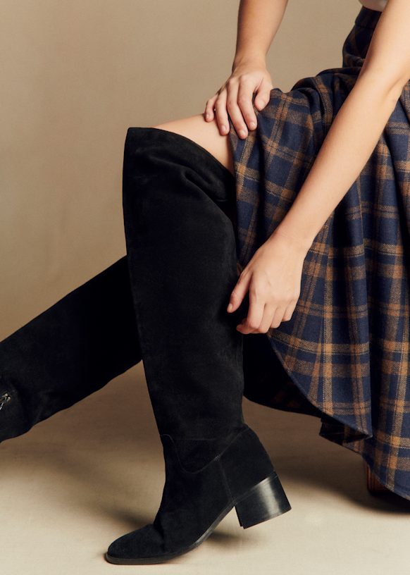 Molly Low Thigh-High Boots Light Taupe Bovine leather Sézane