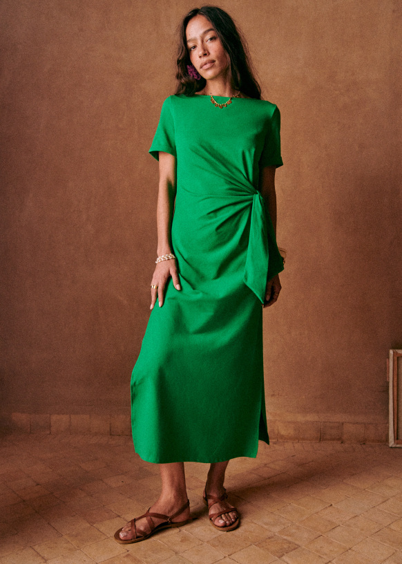 Pippa Dress - Bright green - Organic Cotton - Sézane