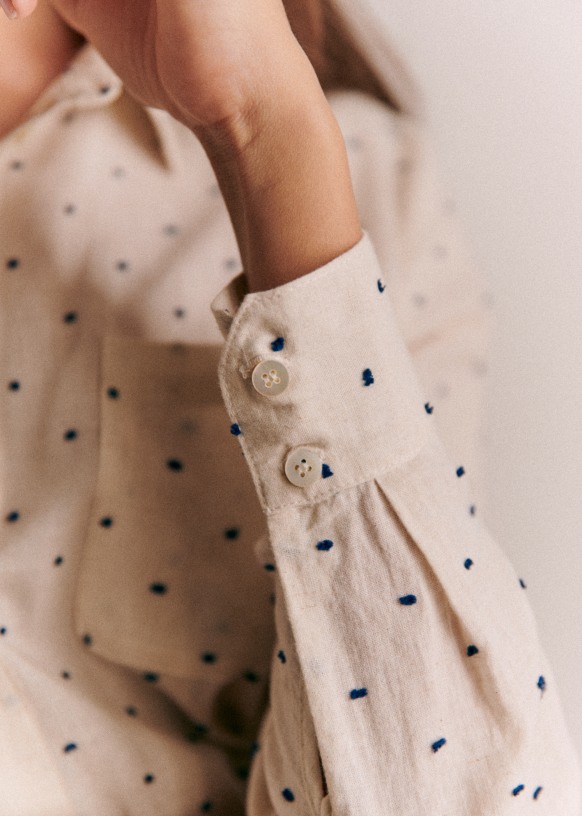 Tomboy Shirt - Ecru / Blue Dots - Cotton - Sézane