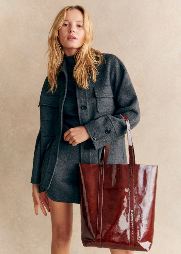 The Tote - マホガニー パテント - 牛革 - Sézane