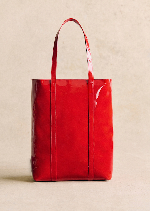 Red leather tote cheap