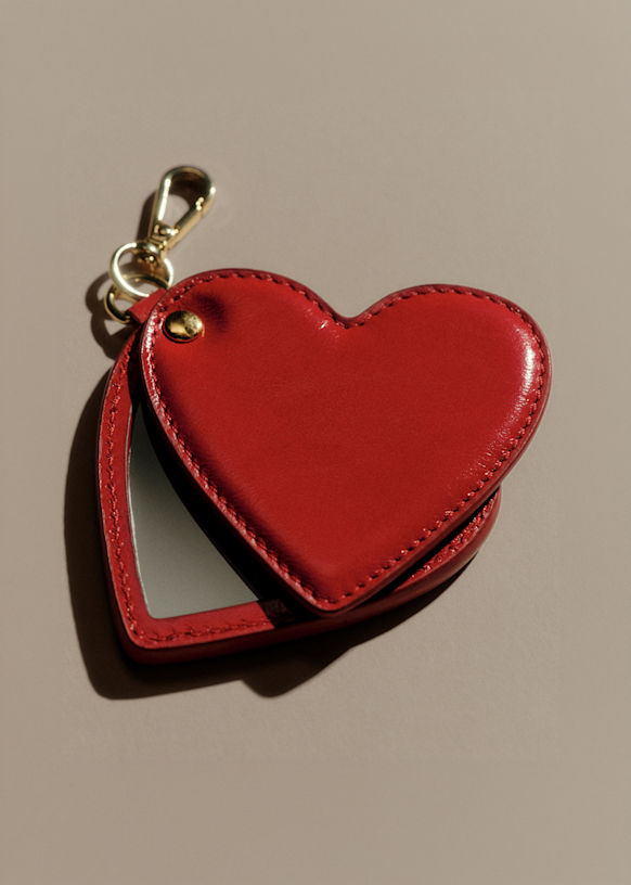 アクセサリー y&c Michela Mirror Keychain - Vintage Red - Smooth cowhide leather