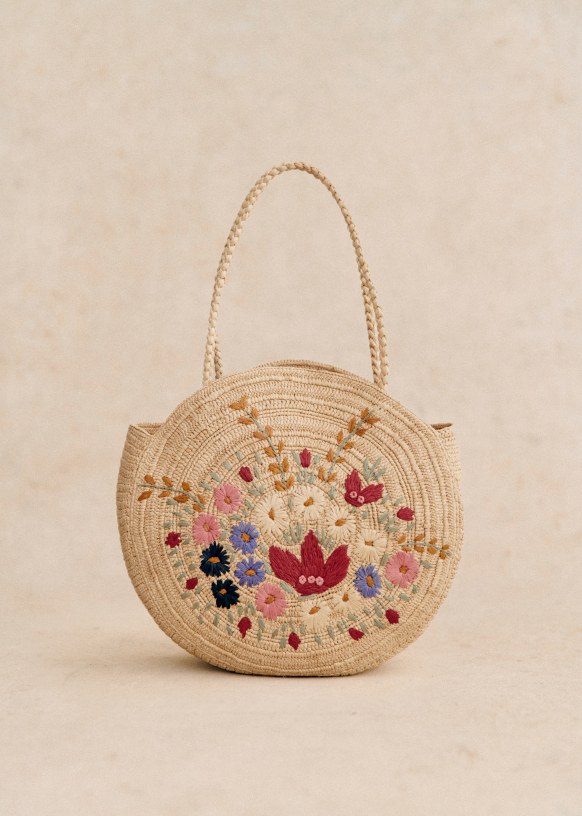 Korb June Raffia Zitronenstickerei Raffia Sezane