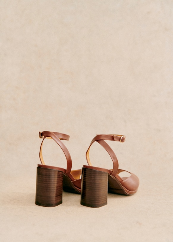 Maxine High Sandals - Embossed Gold - Smooth metallic-effect