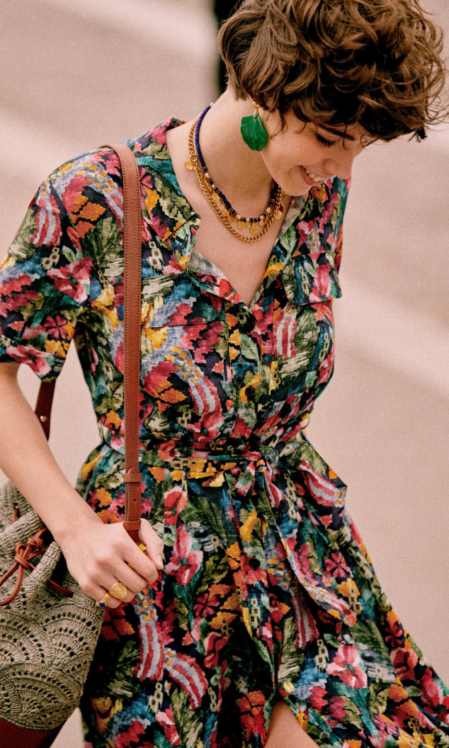 Laurette Dress - Black tropics 