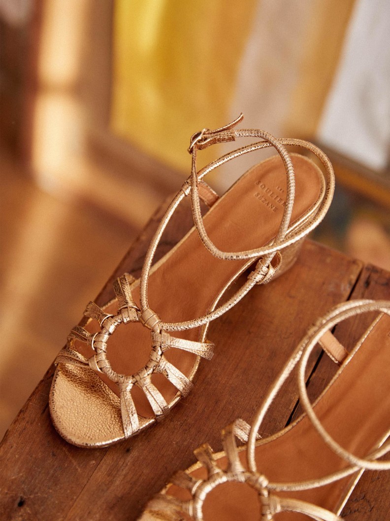 Gloria Sandals Smooth Gold Goat Leather Sezane