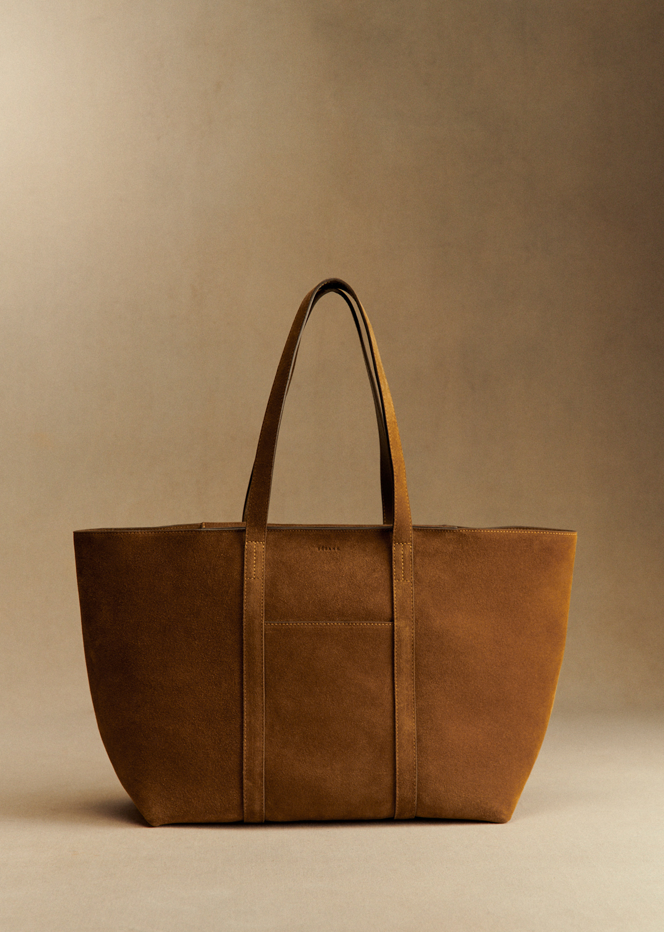 Sézane Gabin taupe suede-look shoulder bag