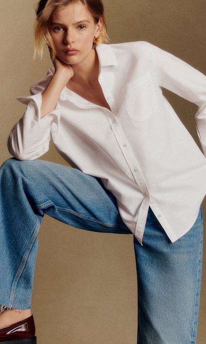 SÉZANE フリル トップス Luciani Top - Sézane x Andion - Chambray with Ruffled Trim - Pink