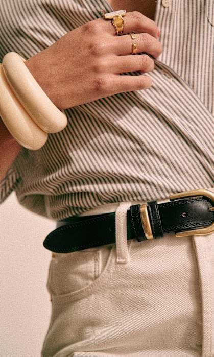 Sezane｜Oria ライトゴールド仕上げバックル 本革ベルト 3cm Belts | Womenswear | Sézane