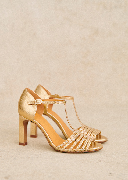 SEZANE::サンダル:38[RESALE] Elsie ロー サンダル - スムースゴールド - メタリック調ゴート
