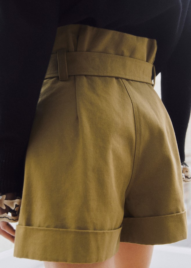 新品未使用⭐︎Sézane ハイウエストパンツ イエローベージュ34 The Wide Leg Trousers - Light Grey - Cotton - Sézane