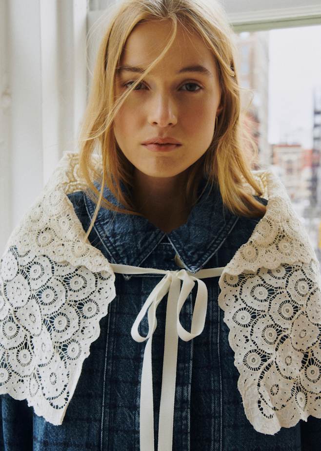 新品未使用　Sezane 刺繍ジャケット　36 Kalvin Jacket - Sézane x Antoinette Poisson - Embroidered Blue