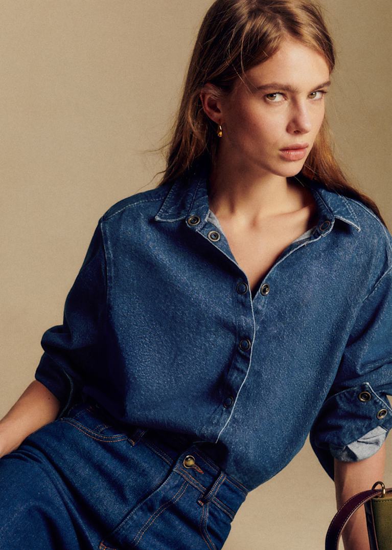 ち*は様 sezane ネイビー長袖トップス Max Shirt - Striped blue - Sézane