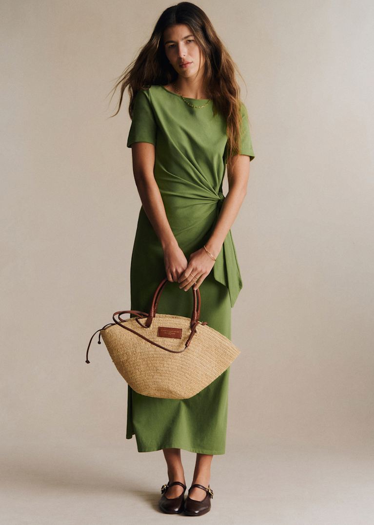 green dress with dots Green V Neck Polka Dot Mini Dress