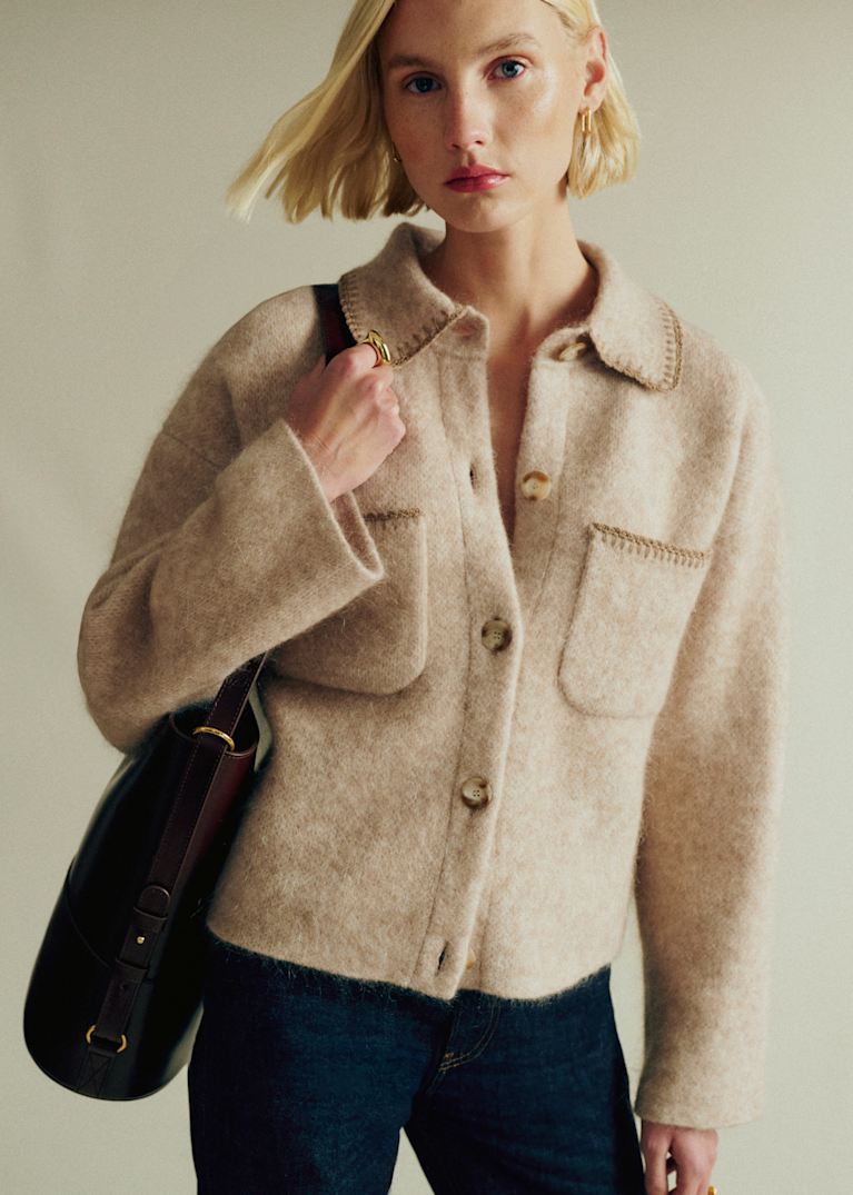 Sezane セザンヌ ニット ジャケット モヘア カーディガン セザンヌ オーガニックコットン＆ウール混紡 ニット ジャケット