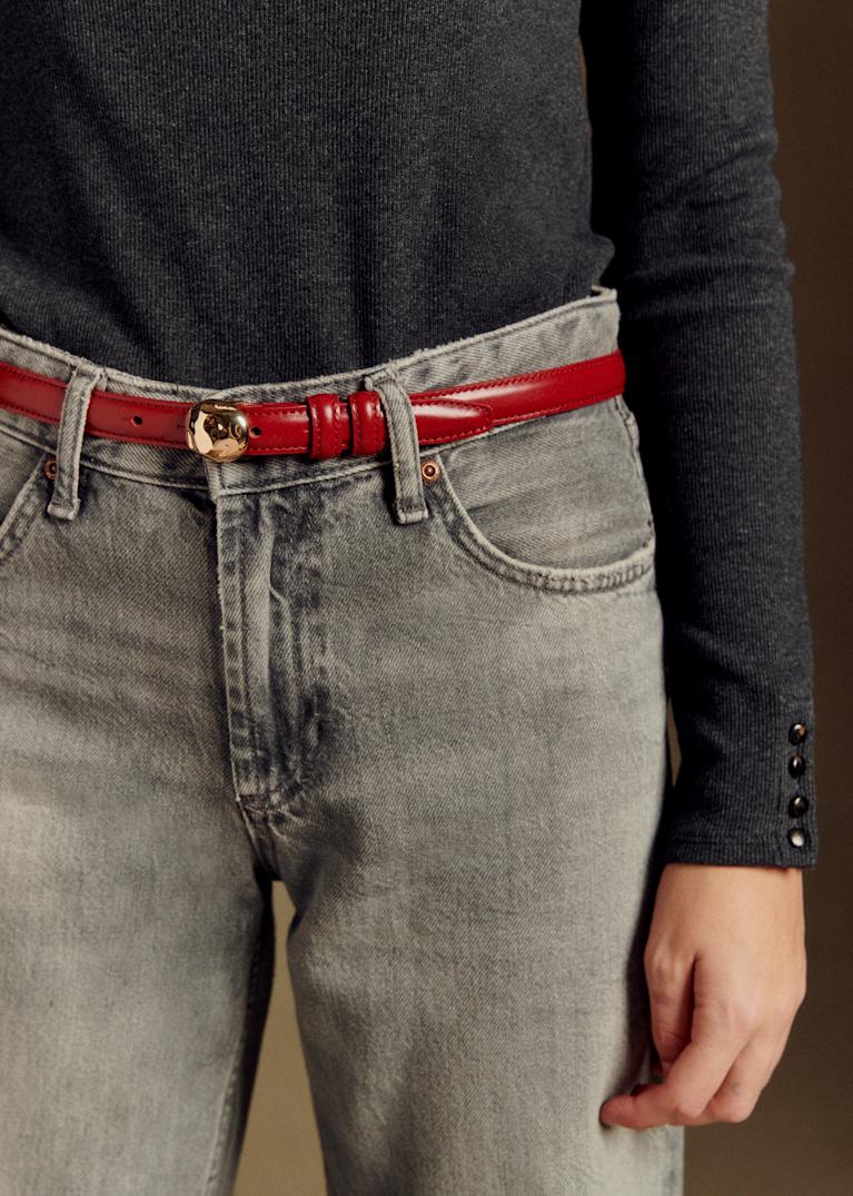 極美品　Sezane 革ベルト Taylor Belt - Smooth Black Heritage - Vegetable-tanned