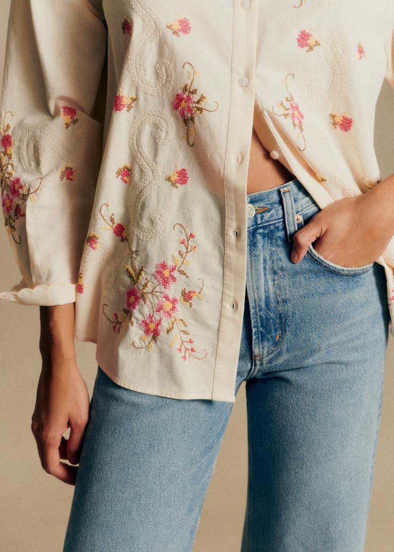SEZANE IRÈNE BLOSE 34 カットワークレースブラウス 長袖 レース&刺繍, シャツ & ブラウス, オンラインストア | Sézane