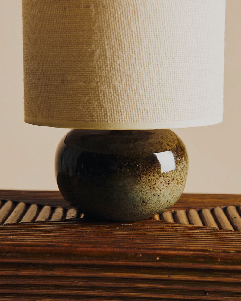 LAMPE DE CHEVET VINTAGE EN CÉRAMIQUE GRISE
