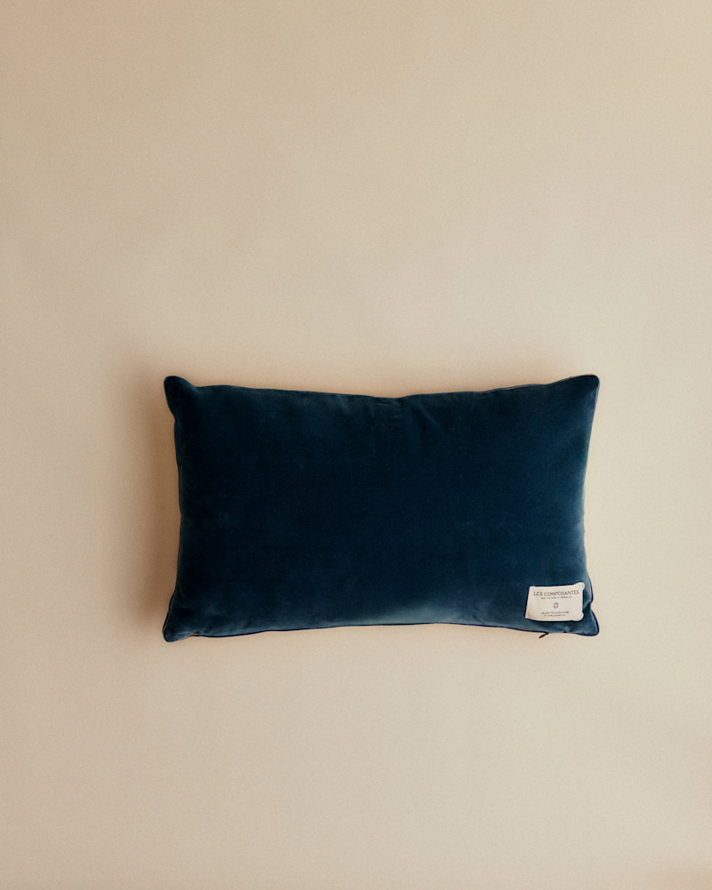 COUSSIN VINTAGE VELOURS BLEU - PETIT MODÈLE