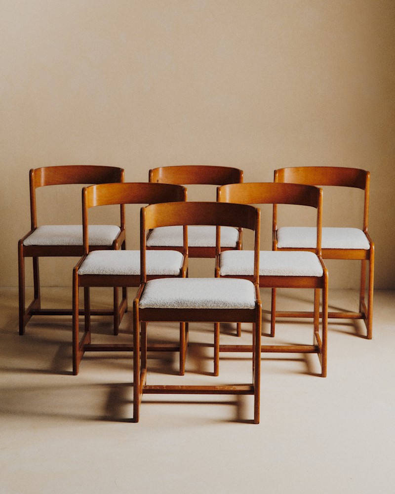 LOT DE 6 CHAISES TRAINEAU VINTAGE