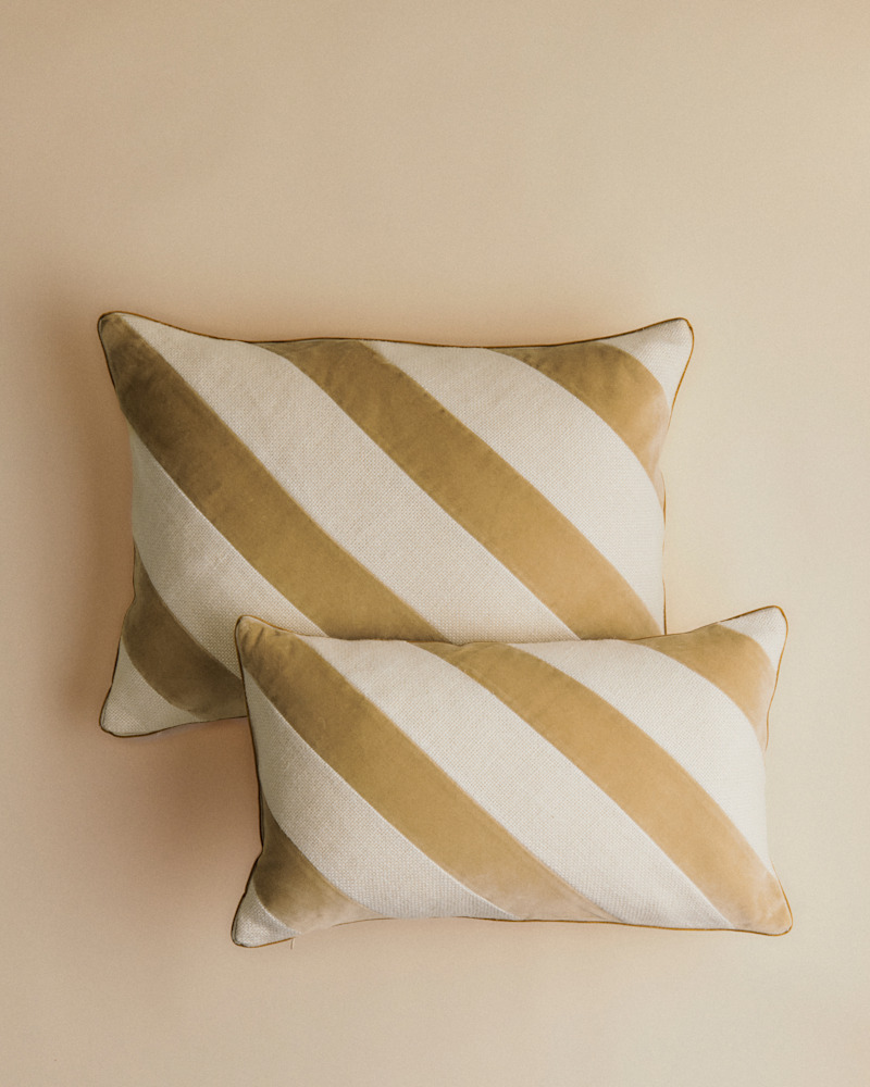 COUSSIN TOILE LIN ET VELOURS - PETIT MODÈLE