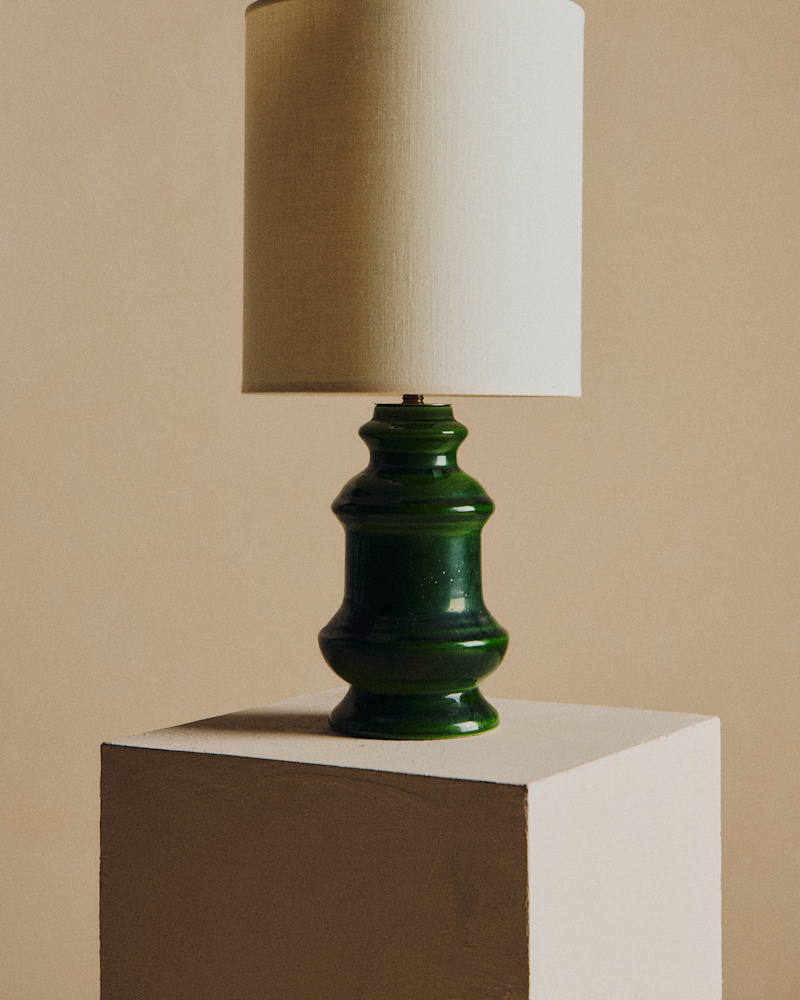 LAMPE VINTAGE EN CÉRAMIQUE VERTE
