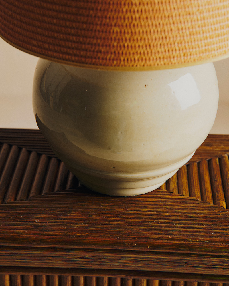 LAMPE EN CÉRAMIQUE VINTAGE ABAT JOUR CAMEL