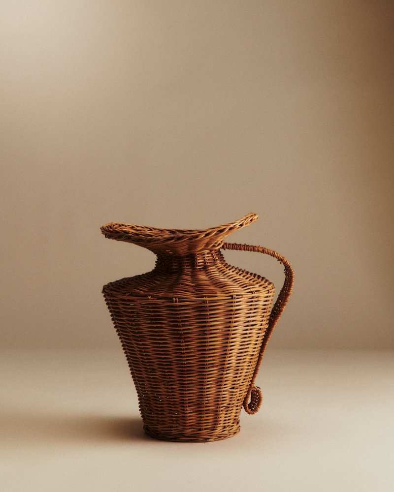 VASE AMPHORE VINTAGE EN ROTIN