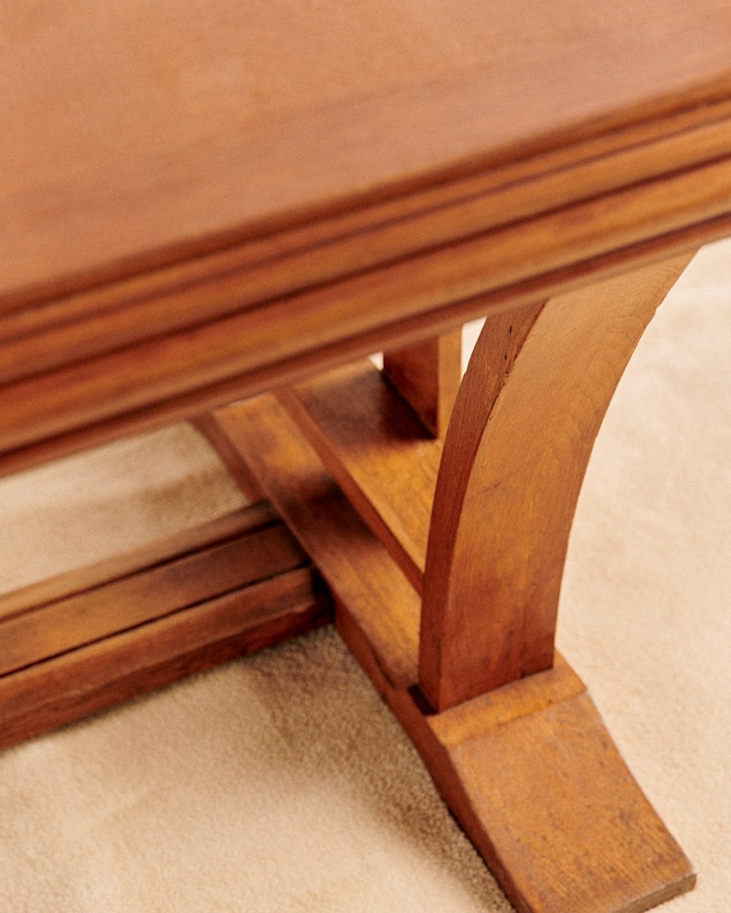 TABLE À MANGER AVEC PLATEAU DAMIER MARQUETERIE VINTAGE