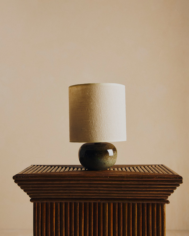 LAMPE DE CHEVET VINTAGE EN CÉRAMIQUE GRISE