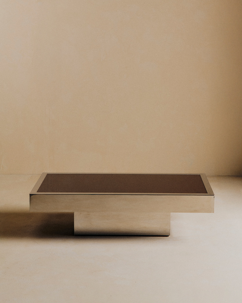 TABLE BASSE CHROMÉE VINTAGE DANS LE GOÛT DE WILLY RIZZO